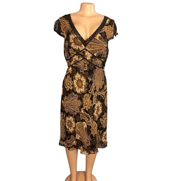 INC International Concepts Y2K Dress Silk Black & Brown Whimsigoth Fairy Grunge - Picture 3 of 13